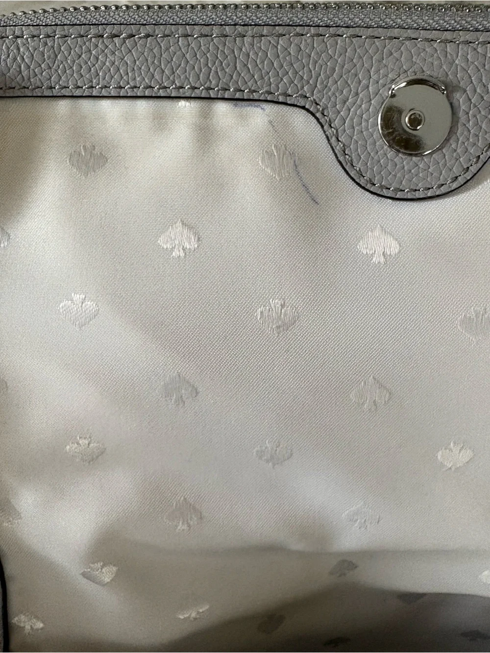 kate spade Silver-Gray Pebbled Leather Shoulder Bag with Tassel